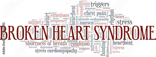 Broken Heart Syndrome vector illustration word cloud isolated on white background. photo