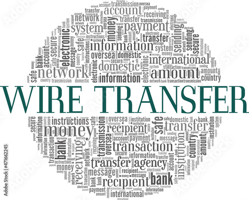 Wire Transfer vector illustration word cloud isolated on white background.