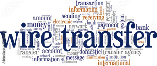 Wire Transfer vector illustration word cloud isolated on white background.