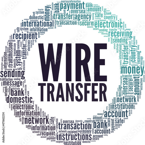 Wire Transfer vector illustration word cloud isolated on white background.