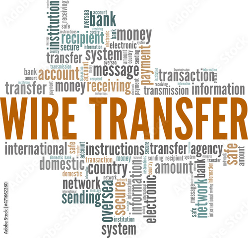 Wire Transfer vector illustration word cloud isolated on white background.