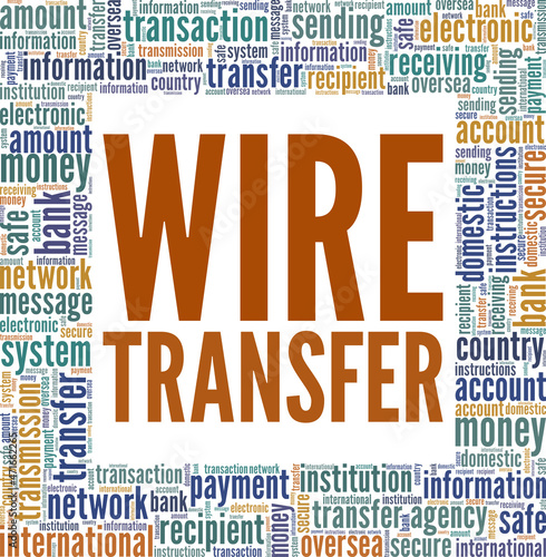 Wire Transfer vector illustration word cloud isolated on white background.