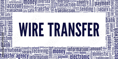 Wire Transfer vector illustration word cloud isolated on white background.