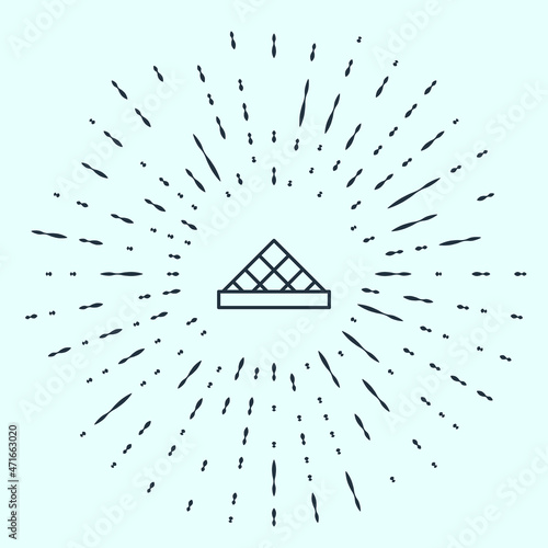 Black line Louvre glass pyramid icon isolated on grey background. Louvre museum. Abstract circle random dots. Vector