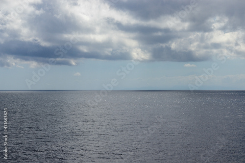 A vast expanse of ocean under a clear sky