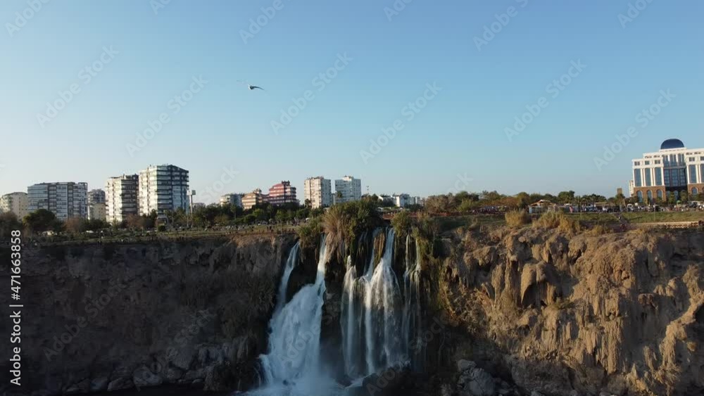 Duden waterfall sea sunset Antalia 4K Duden waterfall sea sunset Antalia 4K