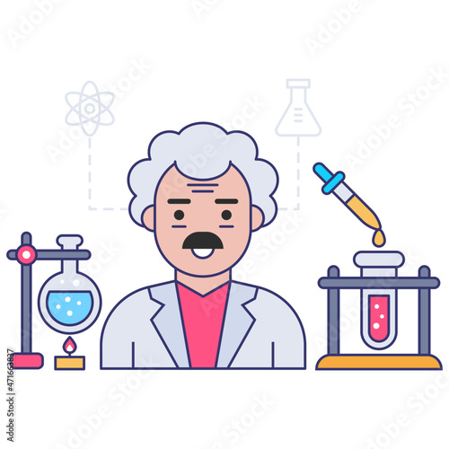 Scientist laboratory illustration in flat design