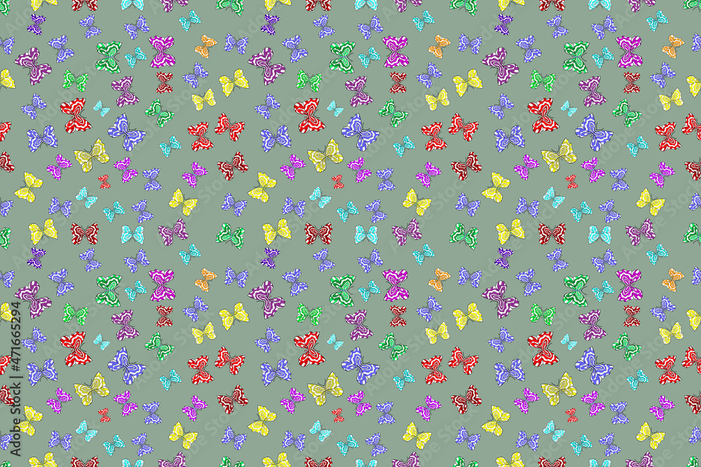 Seamless pattern with interesting doodles on colorfil background. Pano. Raster illustration. Seamless pattern with interesting doodles on colorfil background. Pano. Raster illustration.