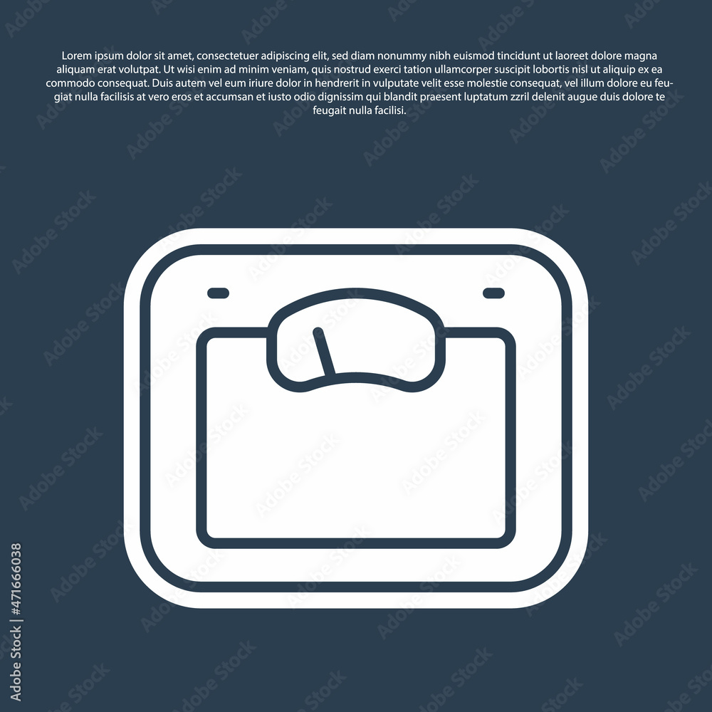 Blue line Bathroom scales icon isolated on blue background. Weight measure Equipment. Weight Scale fitness sport concept. Vector Blue line Bathroom scales icon isolated on blue background. Weight measure Equipment. Weight Scale fitness sport concept. Vector