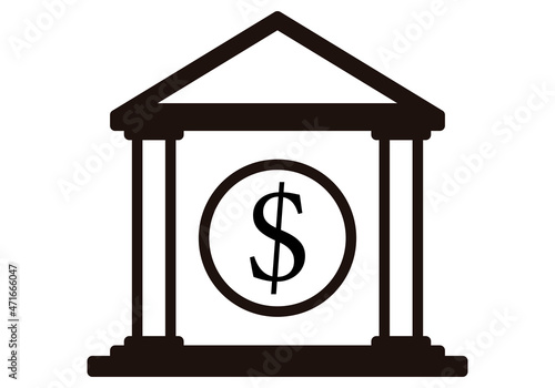 Icono negro de banco en fondo blanco.