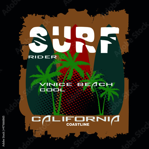 surf california beach vector nature,poster,wallpaper, t shirt design illustration