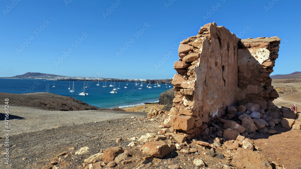 In the southeast over the Papagayo beaches on the Canary Island of Lanzarote