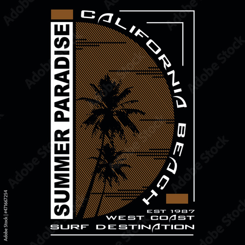 summer california beach vector nature,poster, t shirt design illustration