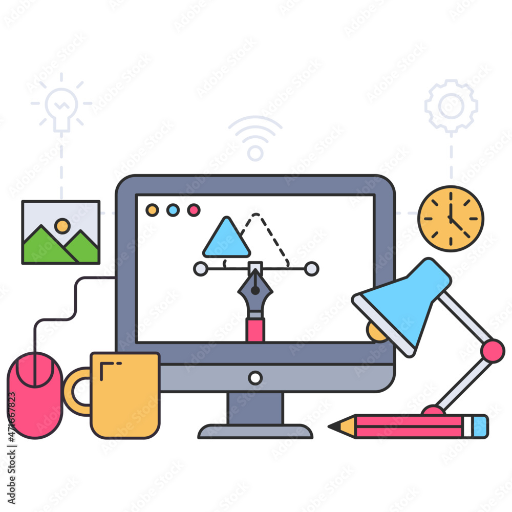 An editable design illustration of design studio An editable design illustration of design studio