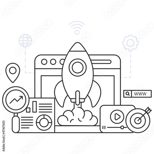 Modern design illustration of SEO startup