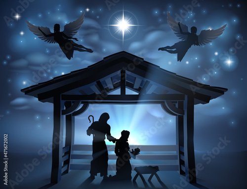 Christmas Nativity Scene Jesus Manger Silhouette