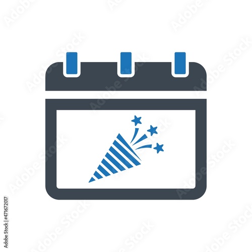 Calendar with popper icon ( vector illustration )