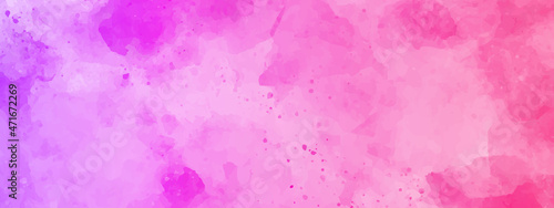 abstract white and Pink watercolor texture Hand drawn vector design . Pastel colorful watercolor banner. Splashes. Template for design.