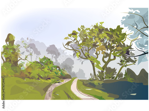 Vector summer landscape executed Corel DRAW