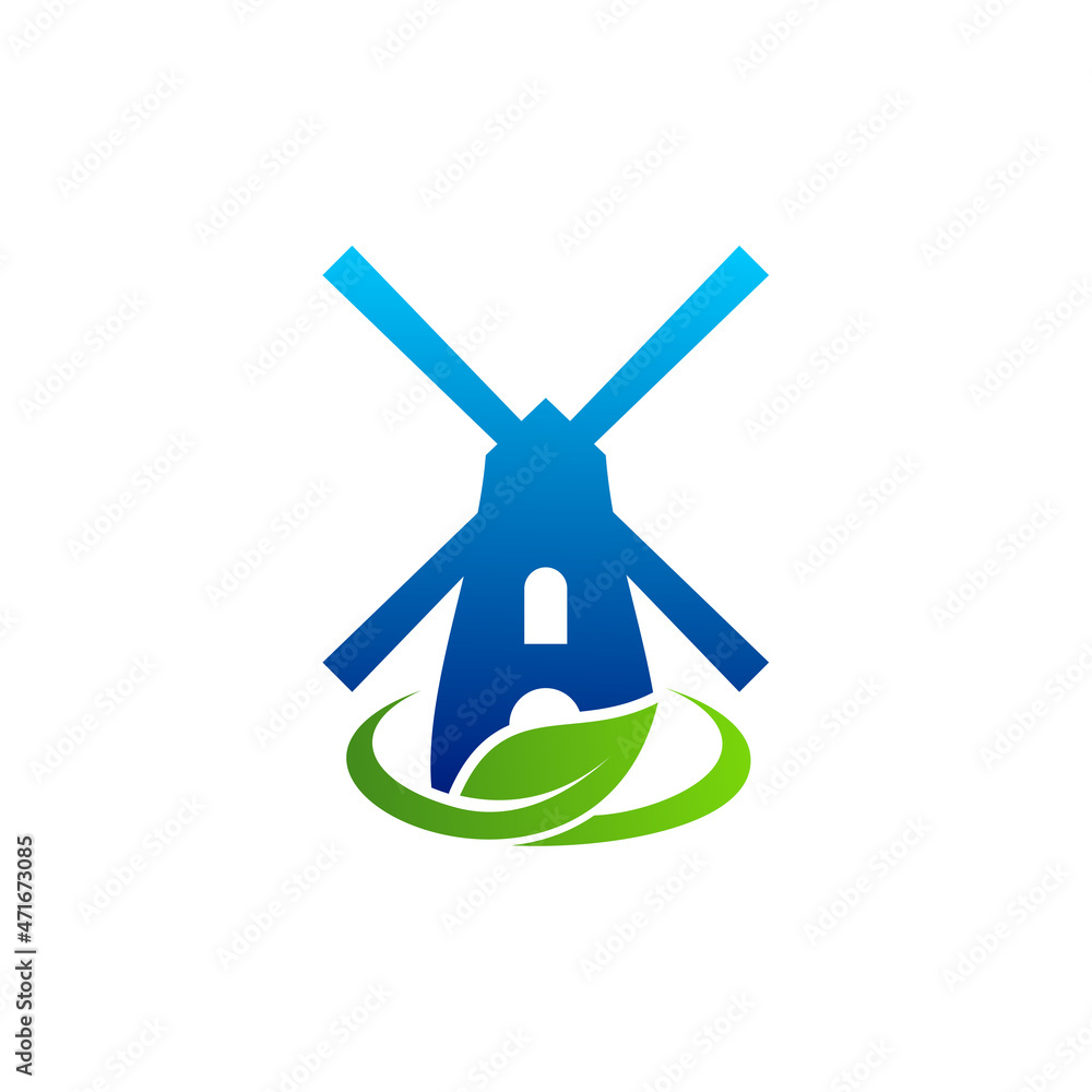 Nature Windmill logo design vector template. Creative Windmill logo concept Nature Windmill logo design vector template. Creative Windmill logo concept