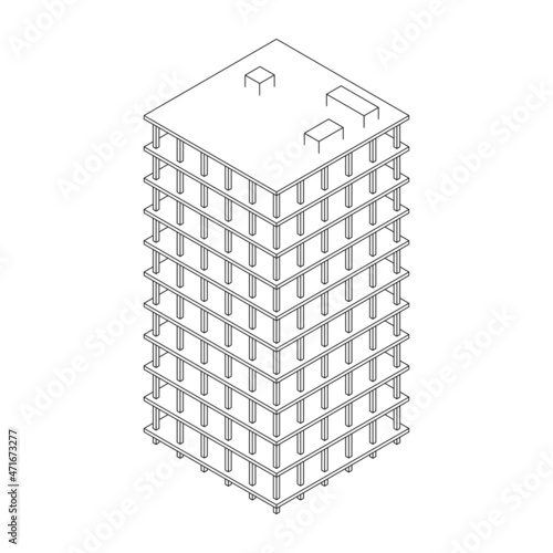 Building under construction. Build house construct in process. Wireframe low poly mesh vector illustration