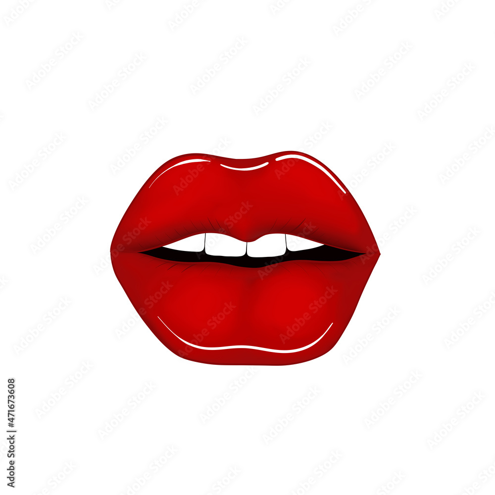 Sexy red lips isolated on white background, illustration. Sexy red lips isolated on white background, illustration.