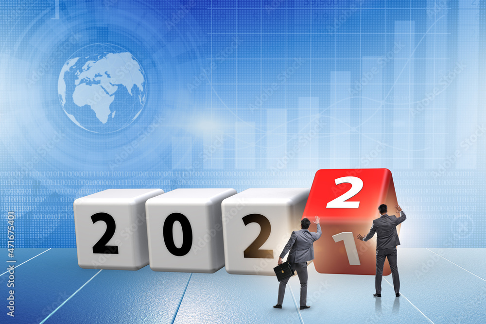 Concept of year 2021 turning to 2022 Concept of year 2021 turning to 2022