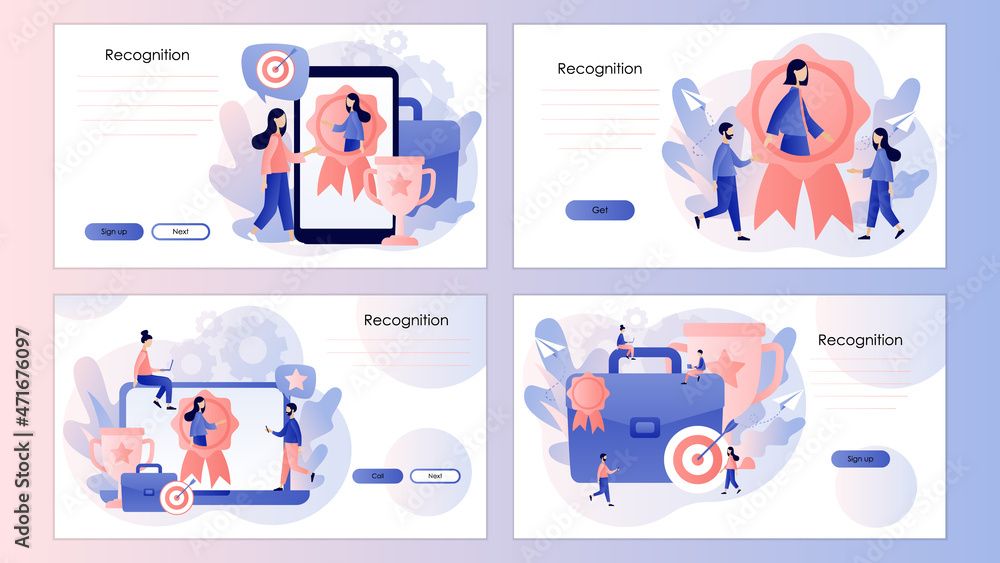 HR recognition concept. Best employee and specialist with great reputation. Business professional. Screen template for landing page, template, ui, web, mobile app, poster, banner, flyer. Vector HR recognition concept. Best employee and specialist with great reputation. Business professional. Screen template for landing page, template, ui, web, mobile app, poster, banner, flyer. Vector