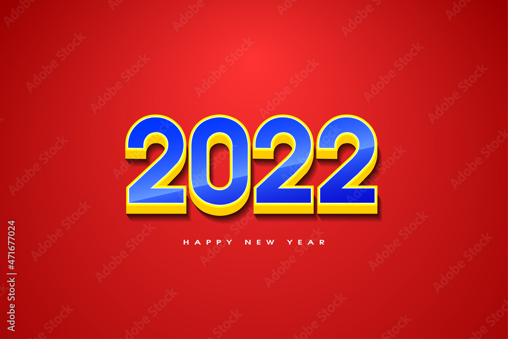 new year 2022 with embossed numbers
