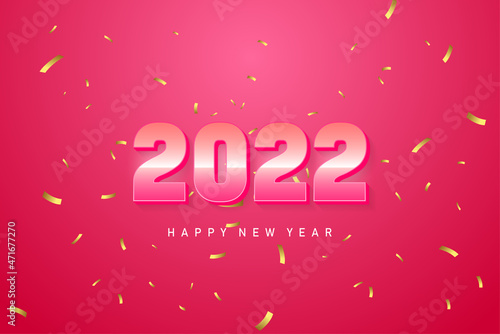 new year 2022 with realistic pink numbers