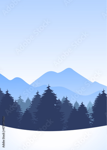 illustration of landscape in winter