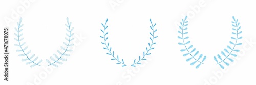 Set of branches, leaves. Hand painted elements for design.