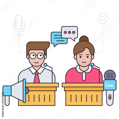 An illustration design of the debate 