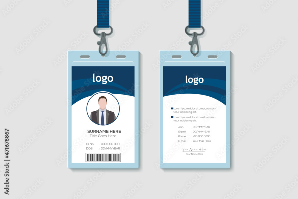 Abstract Vertical Double-sided Id Cards For Company Stuff. Flat Design Vector Illustration Abstract Vertical Double-sided Id Cards For Company Stuff. Flat Design Vector Illustration