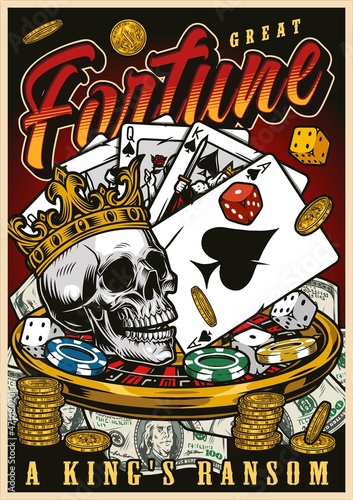 Gambling colorful vintage poster