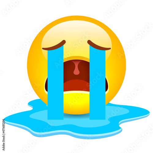 Sad crying emoji, vector cartoon