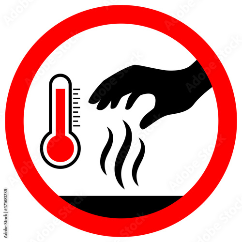 Do not touch, hot surface hazard sign