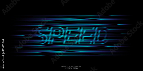 Abstract speed light lines movement dynamic pattern in blue green colors isolated on black background in concept of technology, internet, 5G, digital, communication.