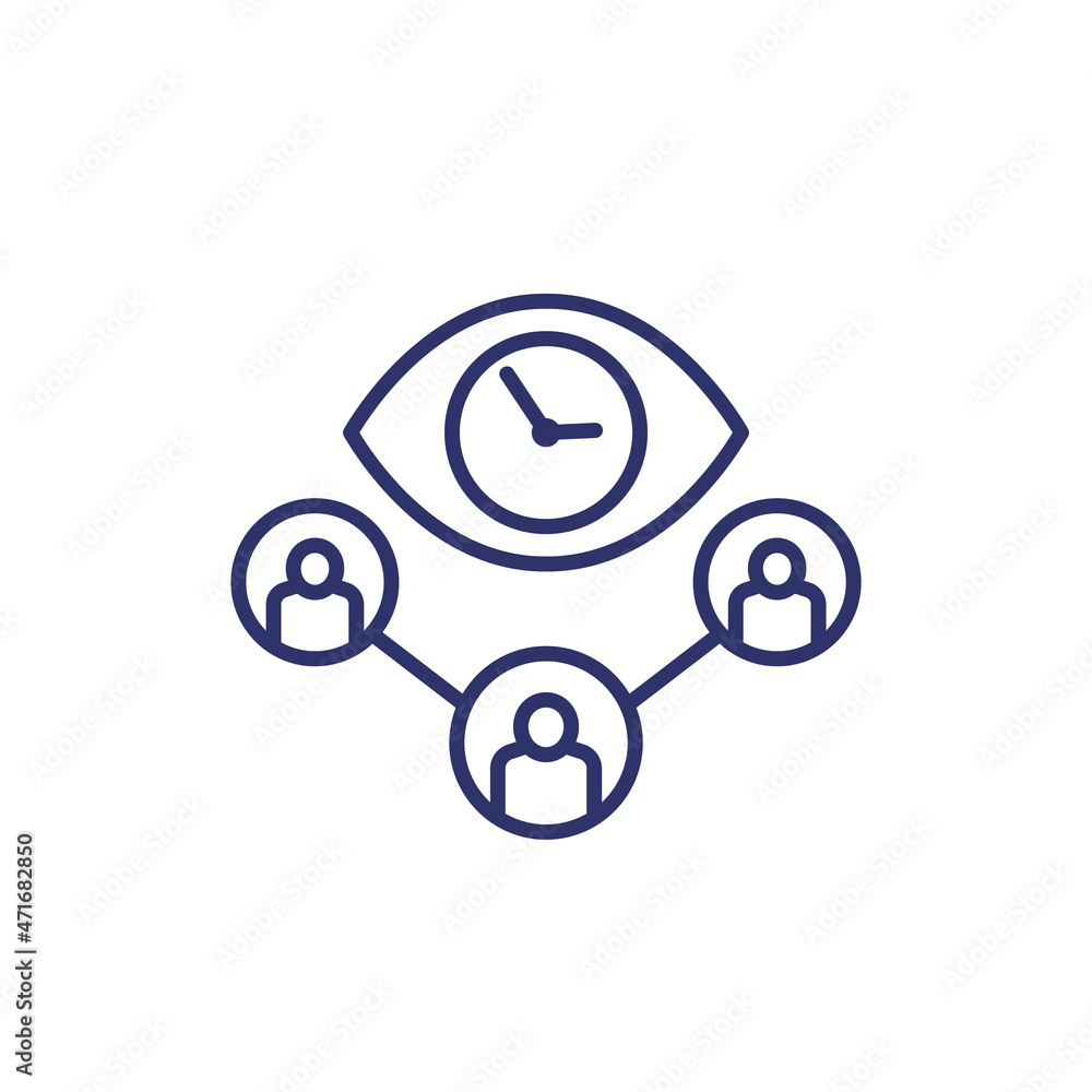 eye and clock, time tracking line icon eye and clock, time tracking line icon