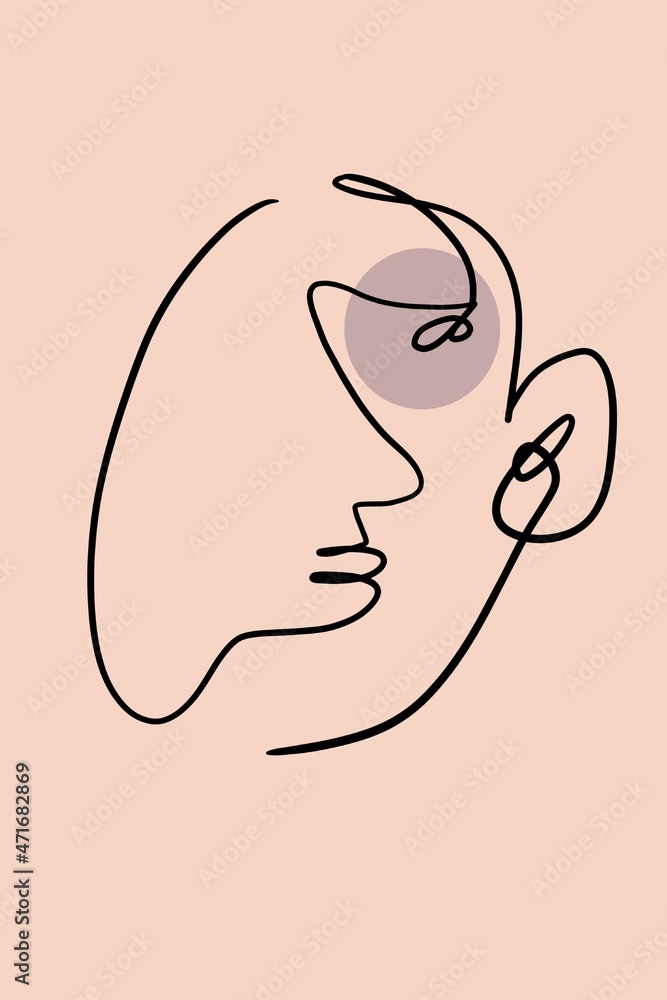 New illustration, human face, black line, unique art New illustration, human face, black line, unique art