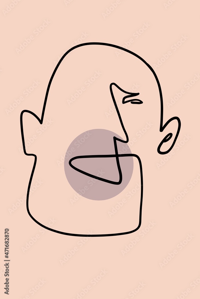 New illustration, human face, black line, unique art New illustration, human face, black line, unique art