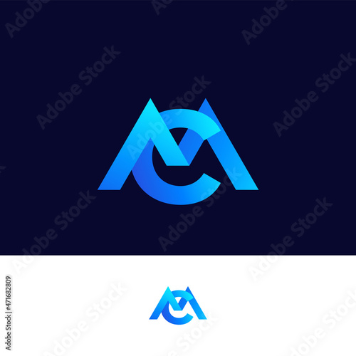 MC monogram vector logo with gradient
