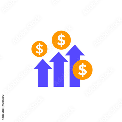 income growth or growing profit vector icon