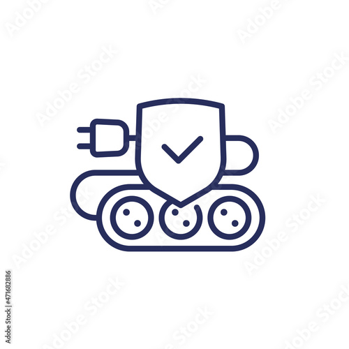 surge protector line icon, power strip vector