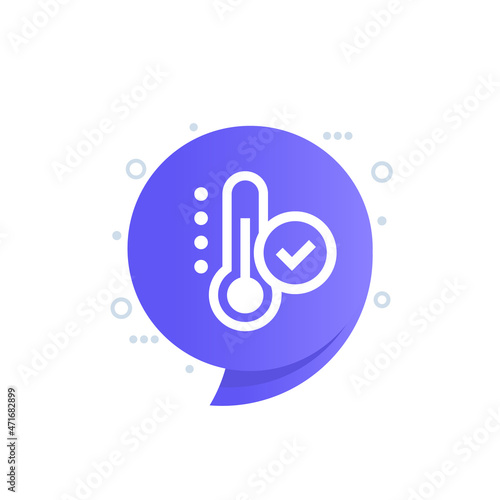 temperature control icon with checkmark, vector