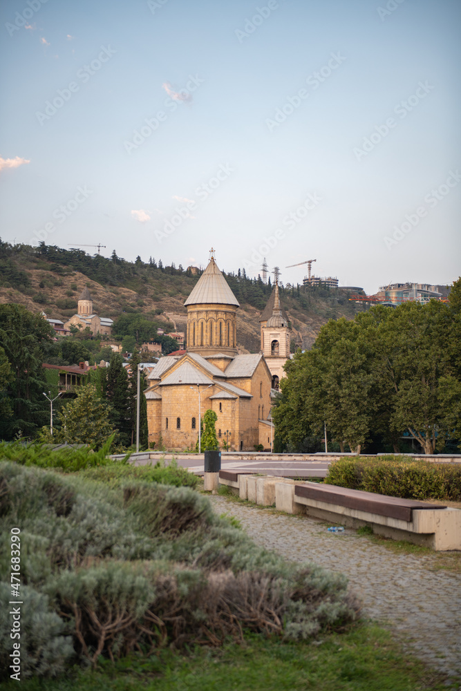 graceful temple overlooking the park in Tbilisi