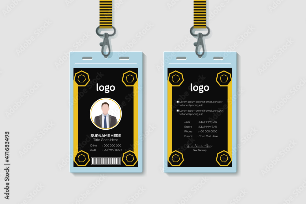 Creative Modern ID Card Template. Vertical Double-sided Flat Identity Card Design Vector Illustration Creative Modern ID Card Template. Vertical Double-sided Flat Identity Card Design Vector Illustration