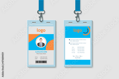 Technology Creative Shape Office Vertical Double-sided ID Card Design Template. Flat Identity Card Design Vector Illustration