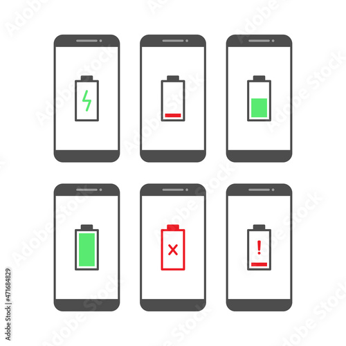 Smartphone and battery notification vector design on white background