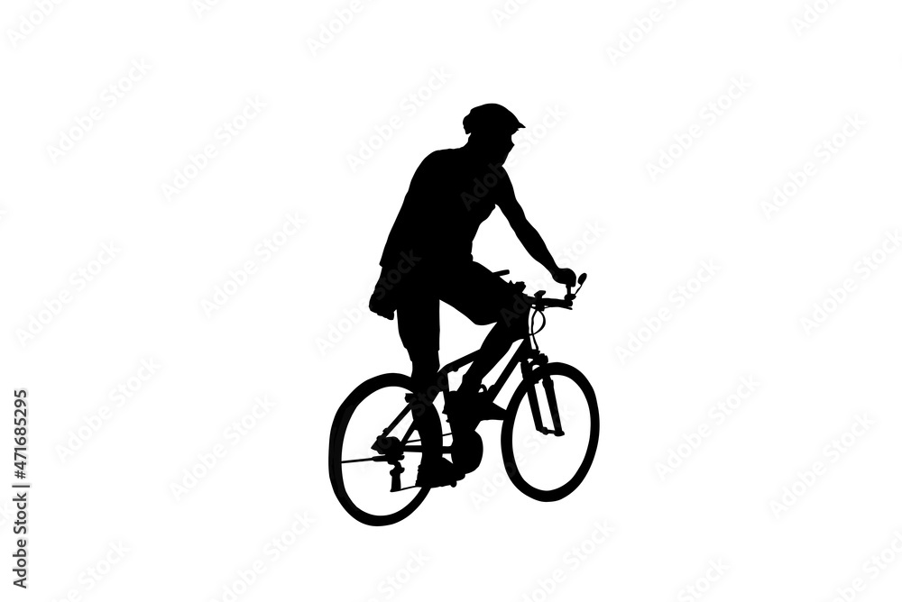 Naklejka premium Silhouette of a man on a bicycle